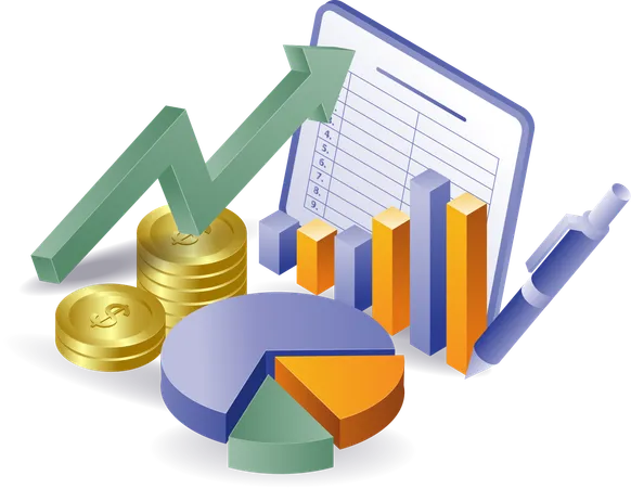 Business money development and management analyst  Illustration