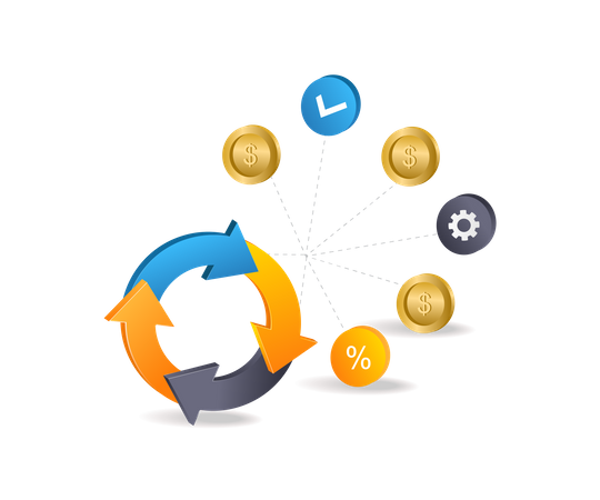 Business money income round  일러스트레이션