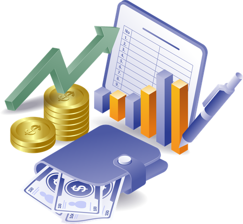 Business money management analyst development  Illustration