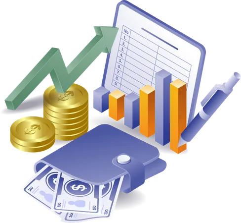 Business money management analyst development  Illustration