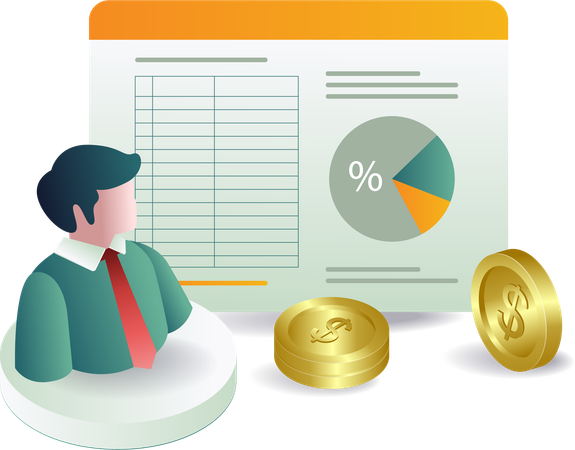 Business Monitor data and financial analysis  Illustration