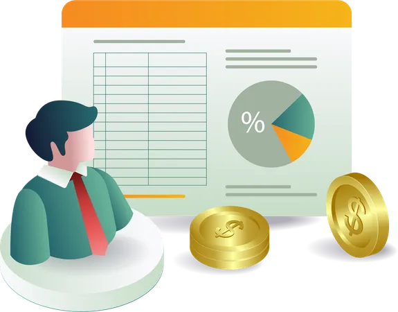 Business Monitor data and financial analysis  Illustration