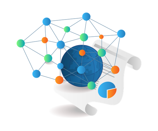 Business network cooperation transactions above world  Illustration