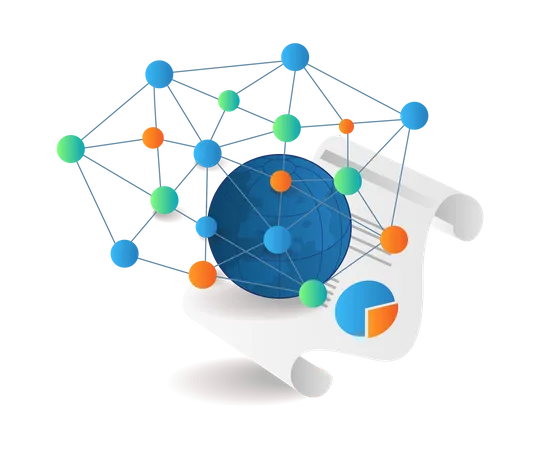 Business network cooperation transactions above world  Illustration