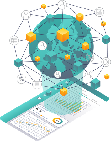 Business Network Data Analysis Management  Illustration