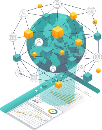 Business Network Data Analysis Management  Illustration