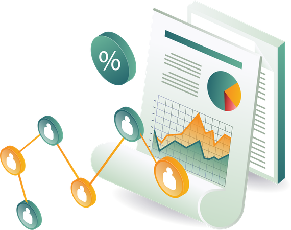 Business network development analysis data  Illustration