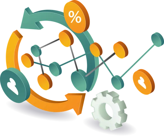 Business network development and analysis rotation  Illustration