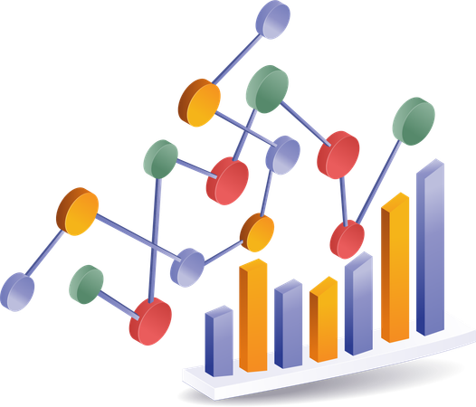 Business network growth analysis chart  Illustration