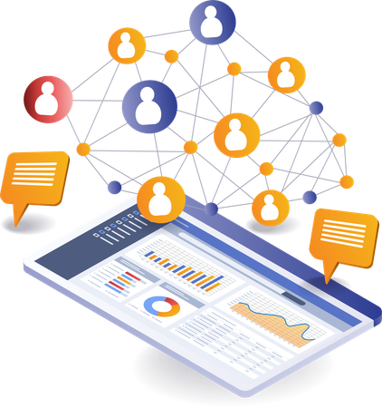 Business network system analysis  Illustration