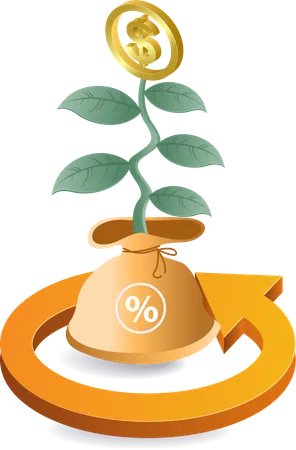 Business of planting money in sack pots  Illustration