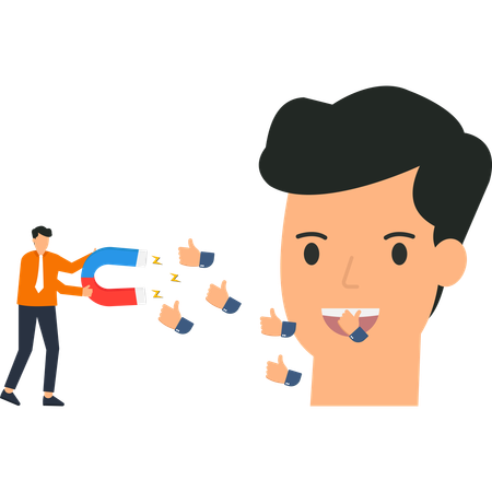 Business  of Social Media Engagement and Positive Feedback  Illustration