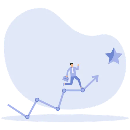 Business opportunity and Entrepreneur reaching for the stars  Illustration