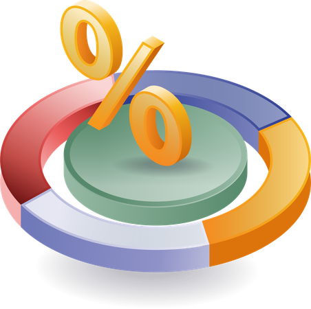 Business organization growth percentage chart  Illustration