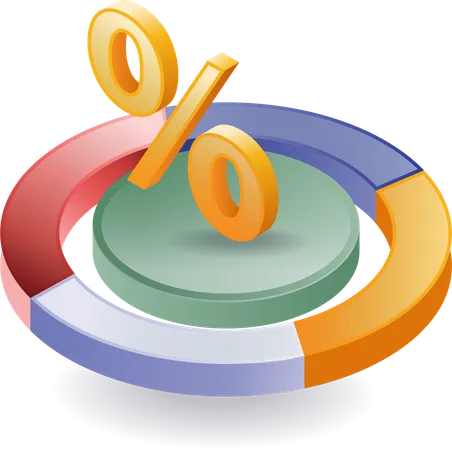 Business organization growth percentage chart  Illustration