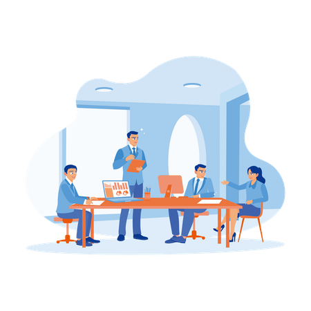 Business Owner Leads Informal Internal Business Meetings  Illustration