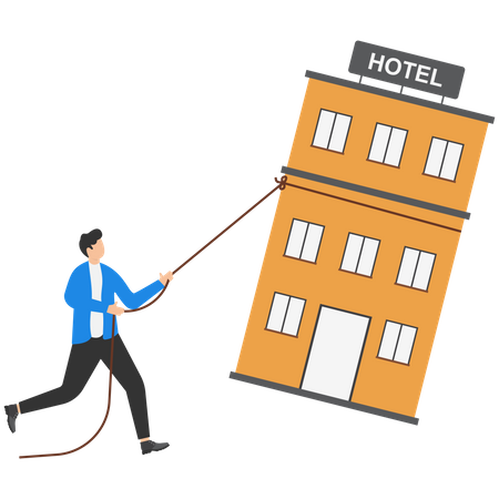 Business owner managed to get up and pull up hotel that was about to fall  Illustration
