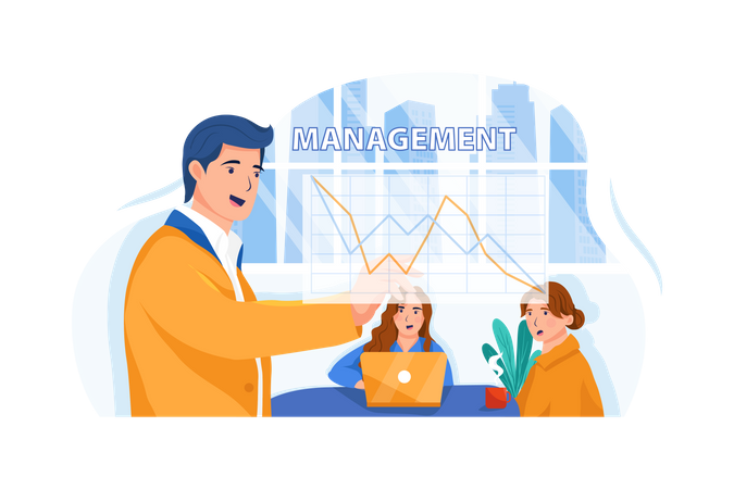 Business owners building management strategy  Illustration