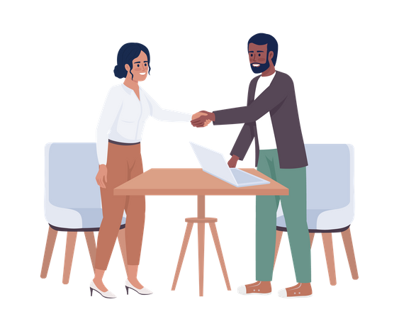 Business owners making partnership agreement Illustration