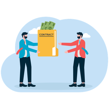Business partner helping other with money  Illustration
