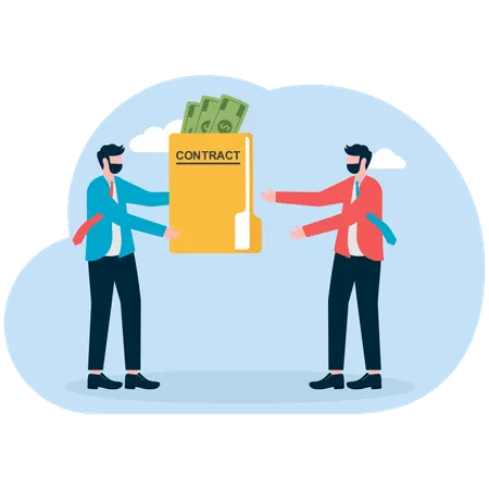 Business partner helping other with money  Illustration