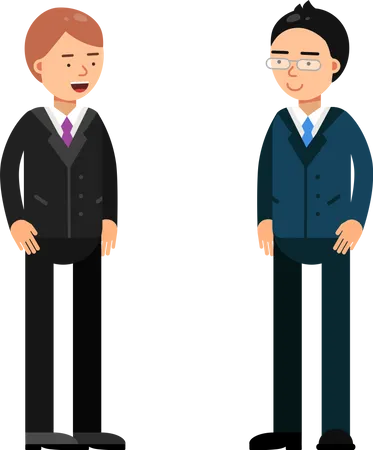 Two Businessmen Talking Vector Character Illustration