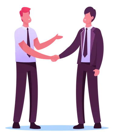 Business Partners Men Handshaking And Partnership Concept Businesspeople Characters Meeting For Project Discussion Shaking Hands Agreement During Negotiation Cartoon People Vector Illustration Illustration