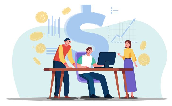 Business partners analyzing business growth  Illustration