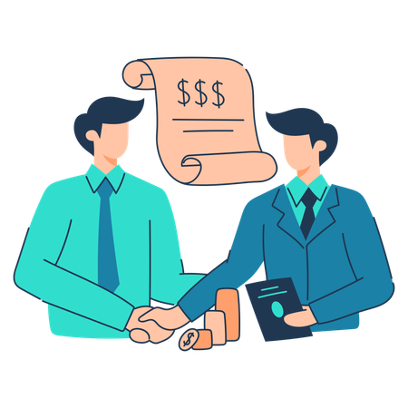 Business partners are agreed upon financial deal  Illustration