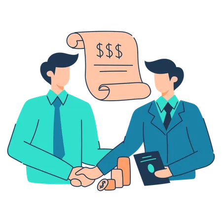 Business partners are agreed upon financial deal  Illustration