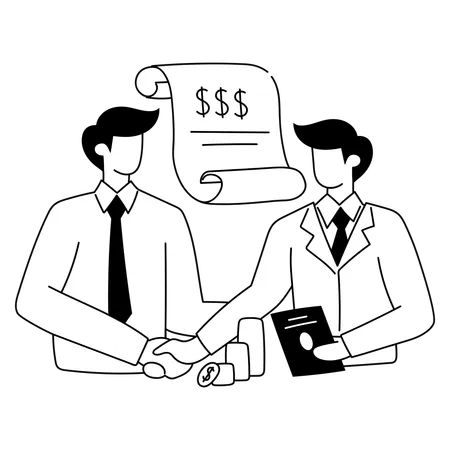 Business partners are agreed upon financial deal  Illustration