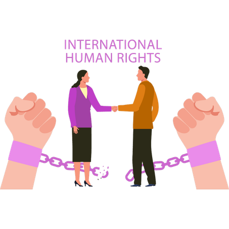 Business partners are celebrating international human rights  Illustration