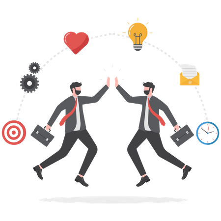 Business partners are celebrating their success  Illustration