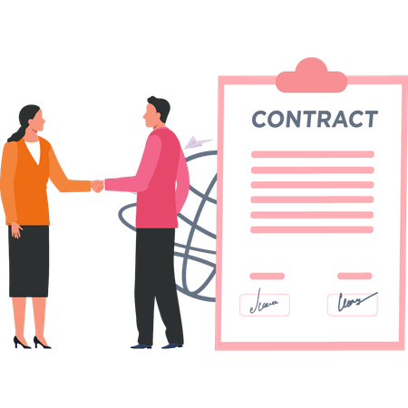 Business partners are finalizing deal  Illustration