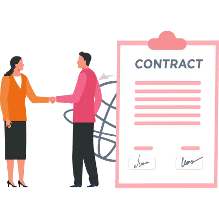 Business partners are finalizing deal  Illustration