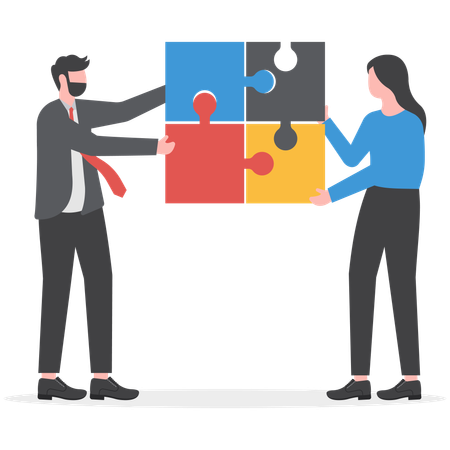 Business partners are finding business solution  Illustration