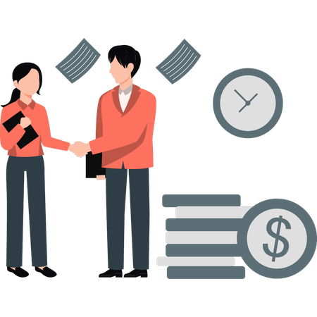 Business partners are making financial deal  Illustration