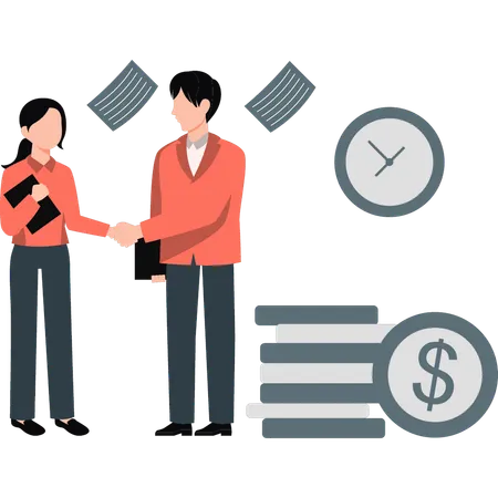 Business partners are making financial deal  Illustration