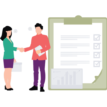 Business partners are signing business contract  Illustration