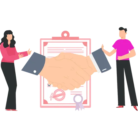 Business partners are signing contract  Illustration