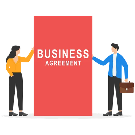 Business Partners Are Signing Contract Illustration