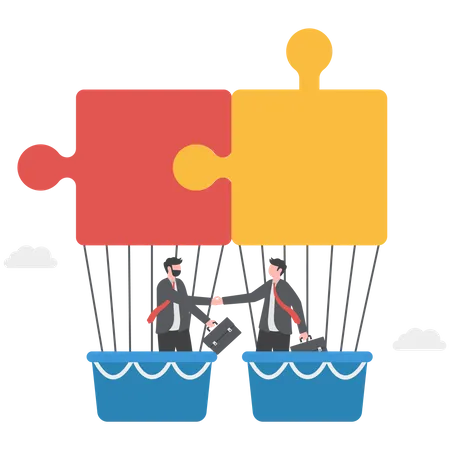 Business Partners Are Solving Business Problems Together Illustration