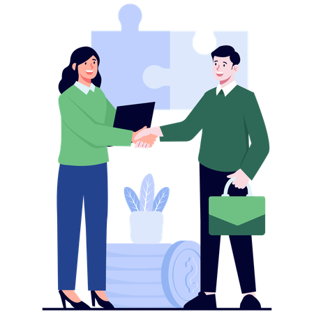 Business Partners Closing  Deal  Illustration