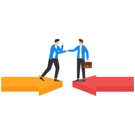 Business partners doing handshake with eachother  Illustration