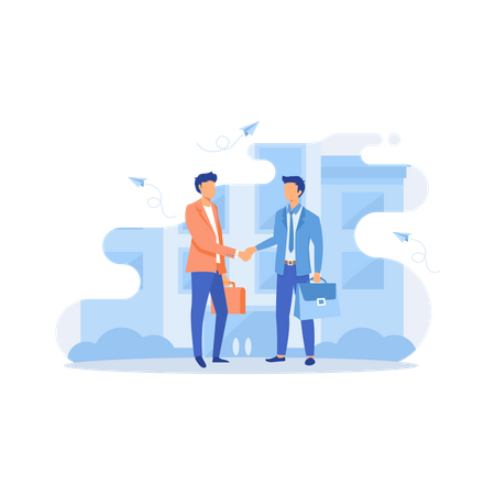 Business partners doing handshake with eachother  Illustration