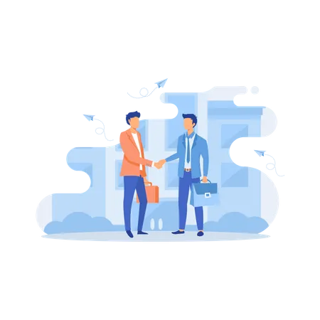 Business partners doing handshake with eachother  Illustration