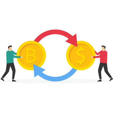 Business partners doing money exchange  Illustration