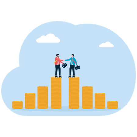 Business partners handshaking for business graph  Illustration