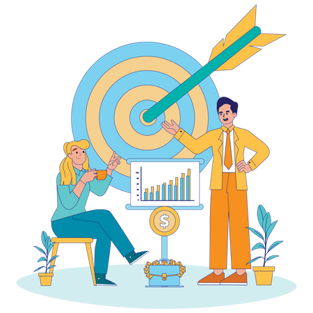 Business partners have achieved their targets  Illustration