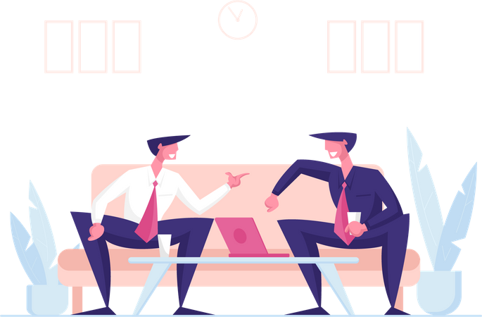 Business Partners Having a Conversation in Office Illustration